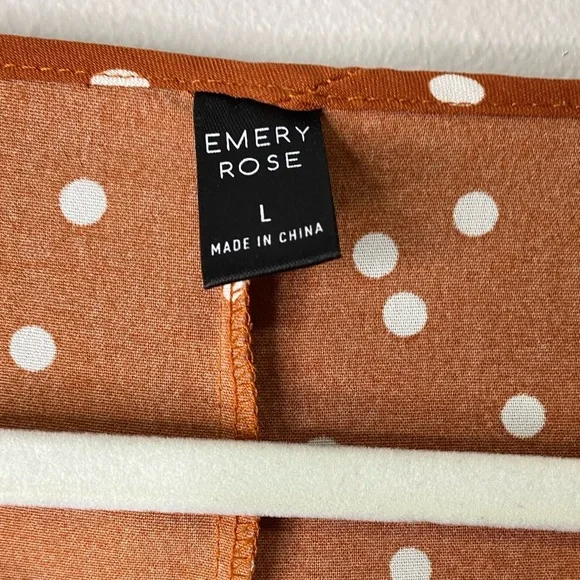 Emery Rose Rust Polka Dot Tie-Neck Blouse | Size Large - Picture 2 of 3